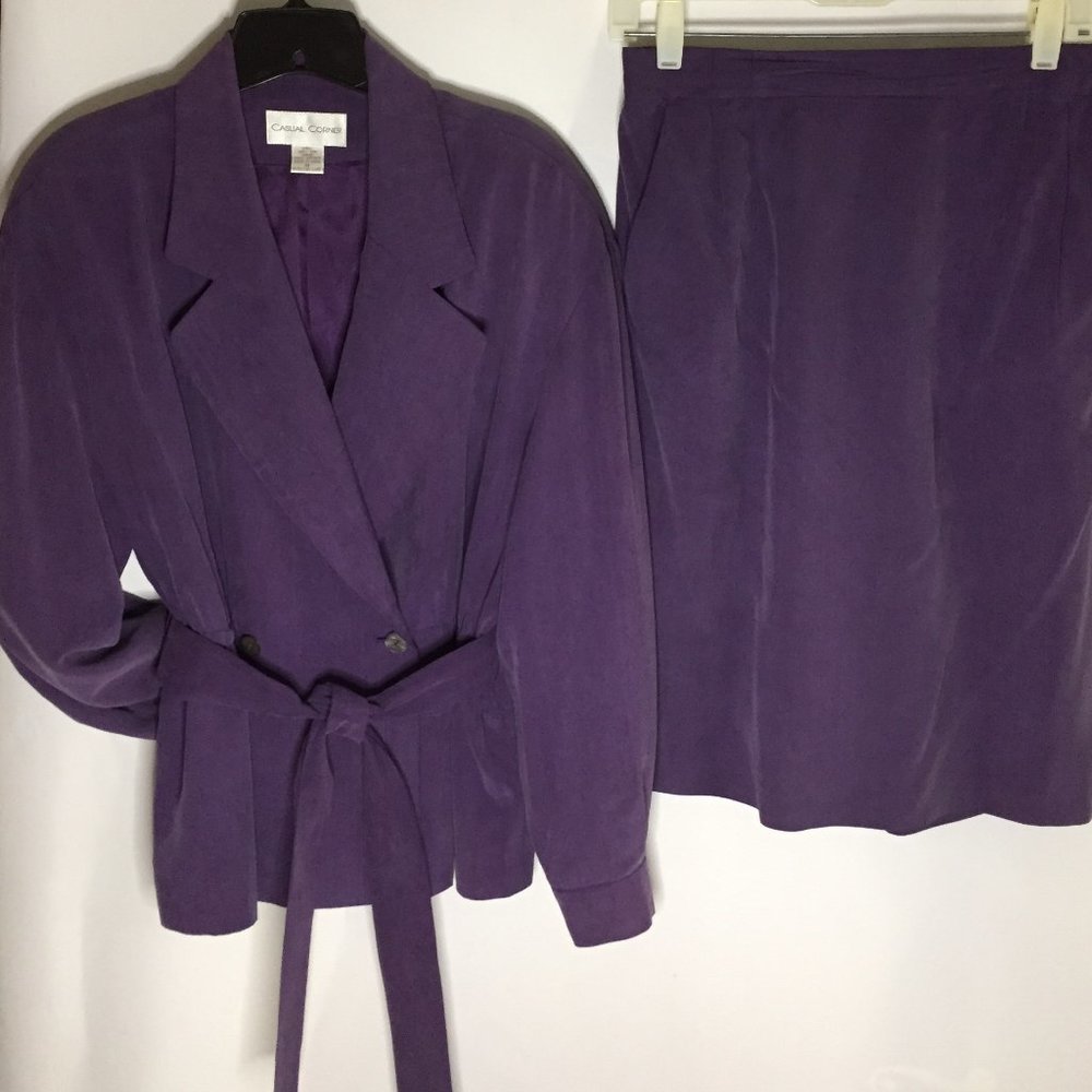Casual Corner - Vintage 90s Purple Silk 2 piece Size M
